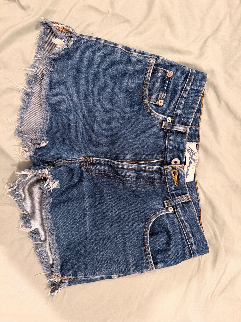Billabong Frayed Hem Denim Shorts in Blue